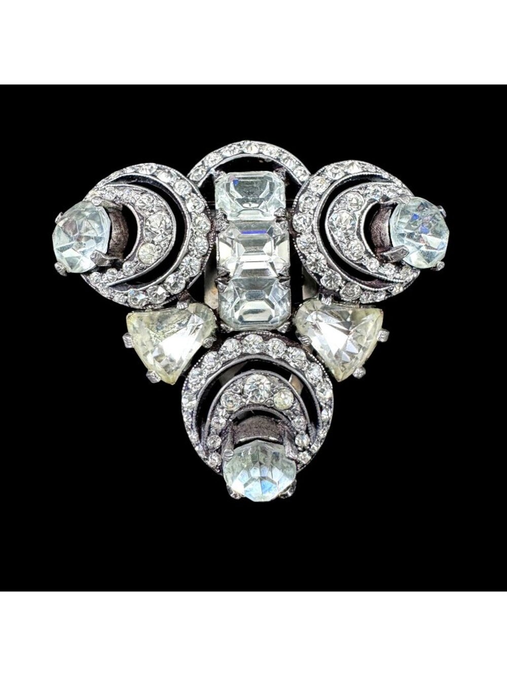 Eisenberg Original Rhinestone Coat Fur Clip Art Deco Heavy Vintage 1940s